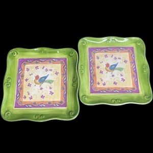 2 Sango Tuscan Gardens Square Salad Plates - chip
